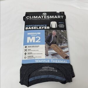 Climatesmart performance Baselayer Men’s long sleeve crew Heather Gray Sz Large